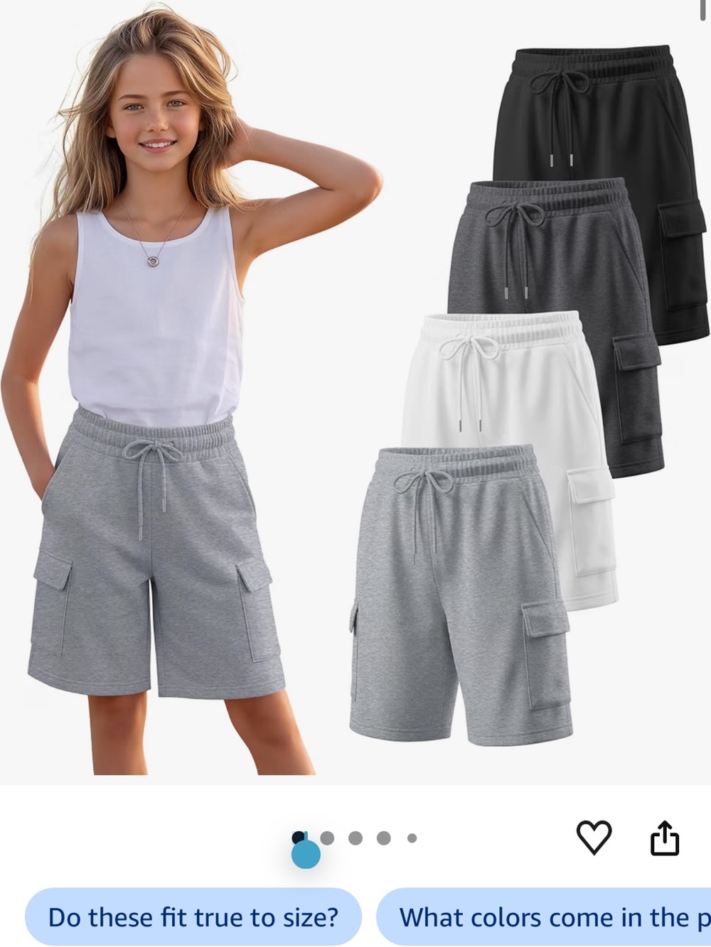Kids Cargo Lounge Shorts - Gray, White & Black (3-Pack)
